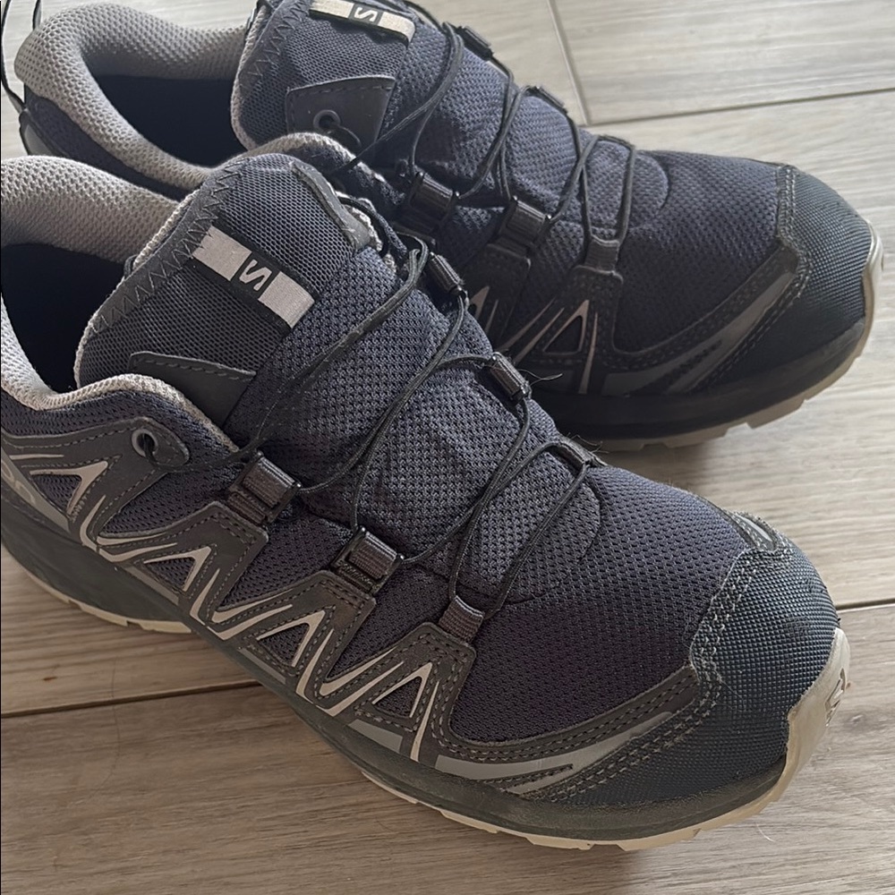 Salomon Black and Gray Athletic Shoes with Speed Lacing